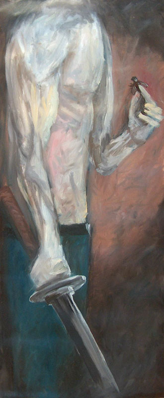 Voll: Mann mit Schwert und Fliege